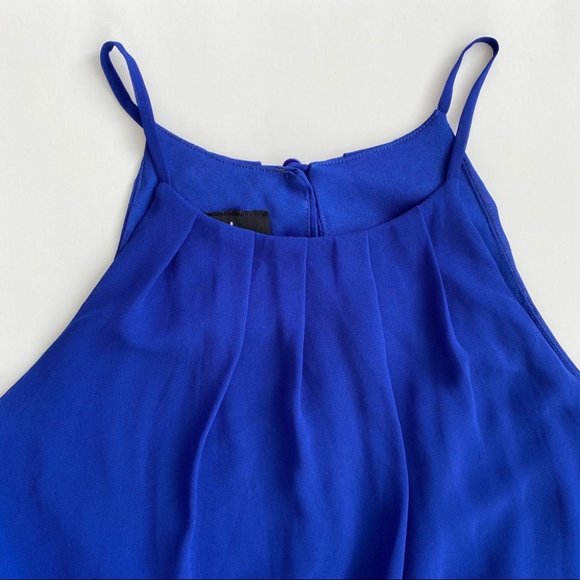 Royal blue mini dress with elasticized waist - Picture 5 of 10